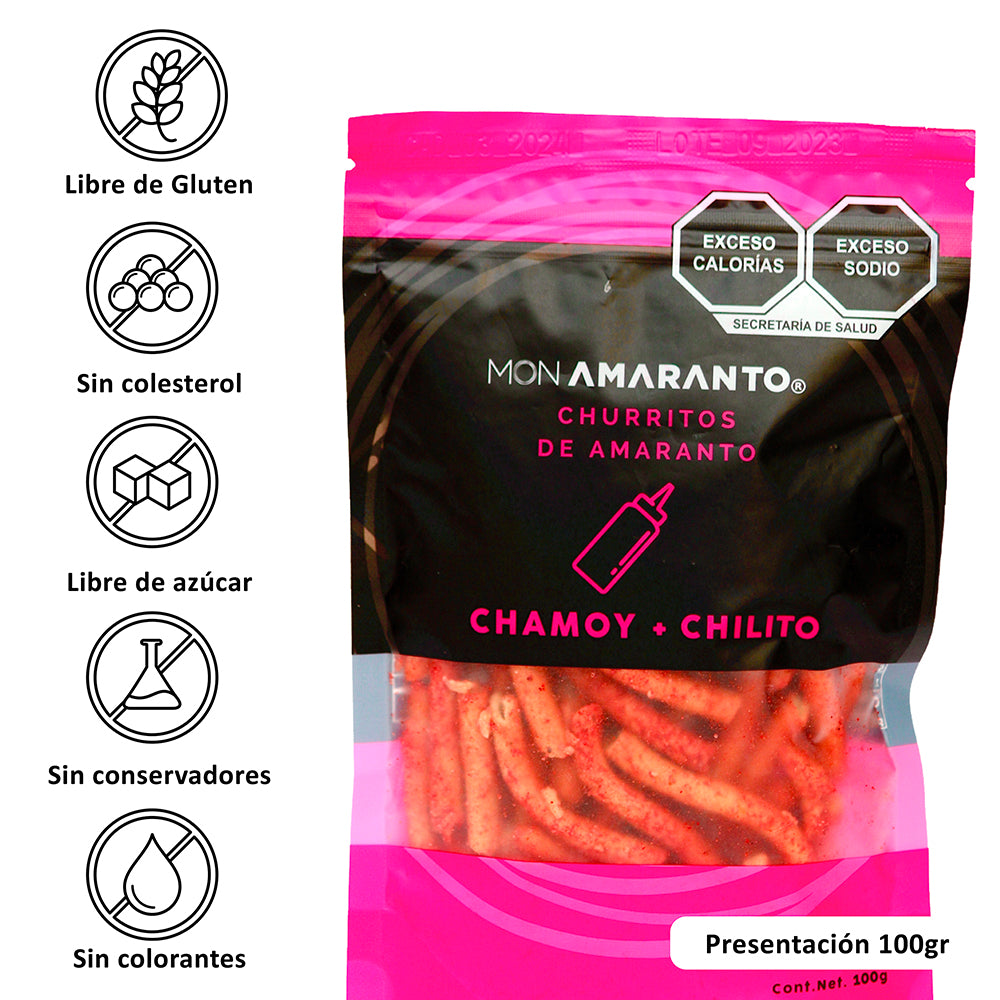 Churritos de Amaranto 100g Chamoy + Chilito | Snack Saludable – MONAMARANTO®