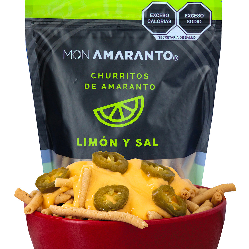 Churritos de Amaranto 350g Limón y Sal | Snack Gourmet Saludable – MONAMARANTO®