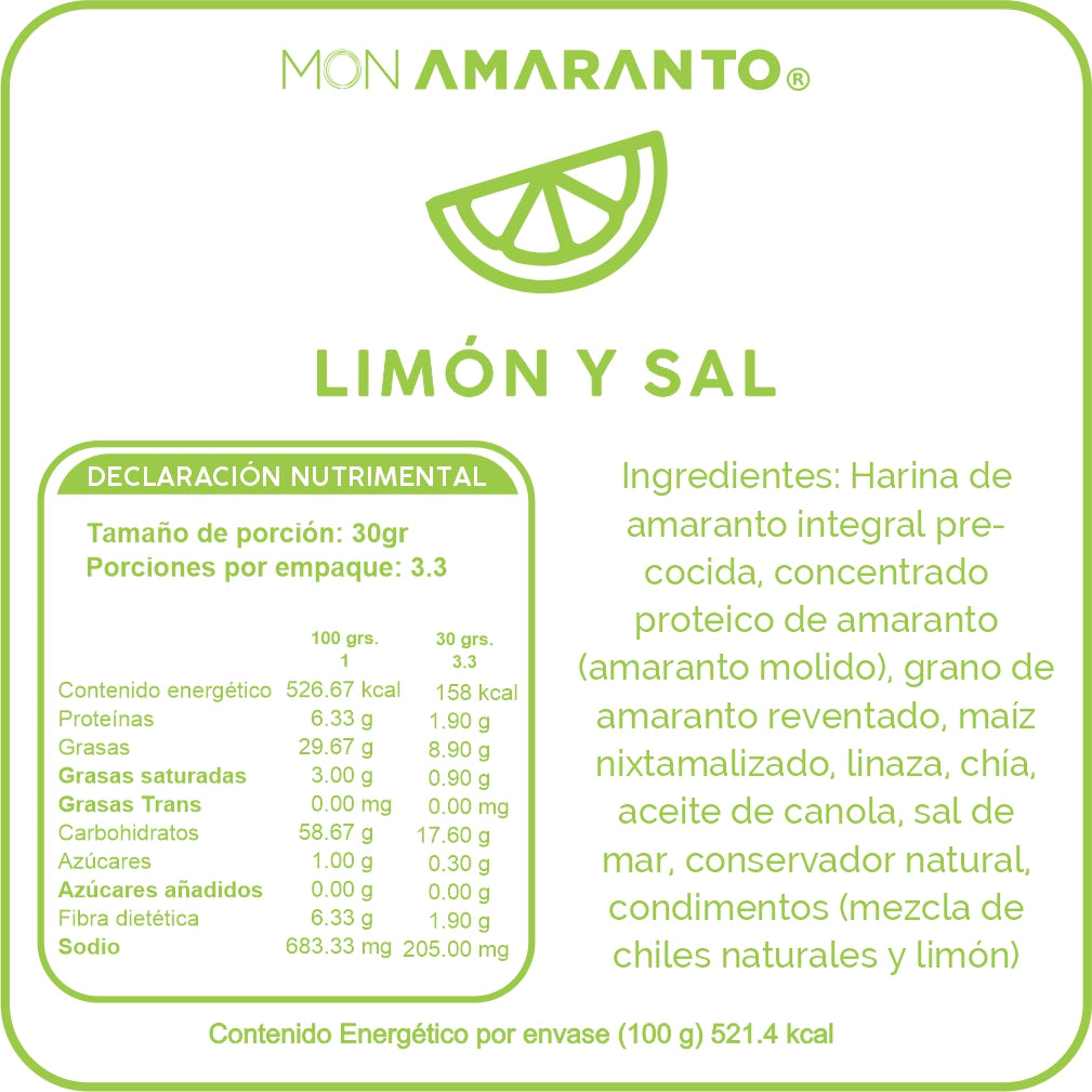 Churritos de Amaranto (100g)- Limón y Sal