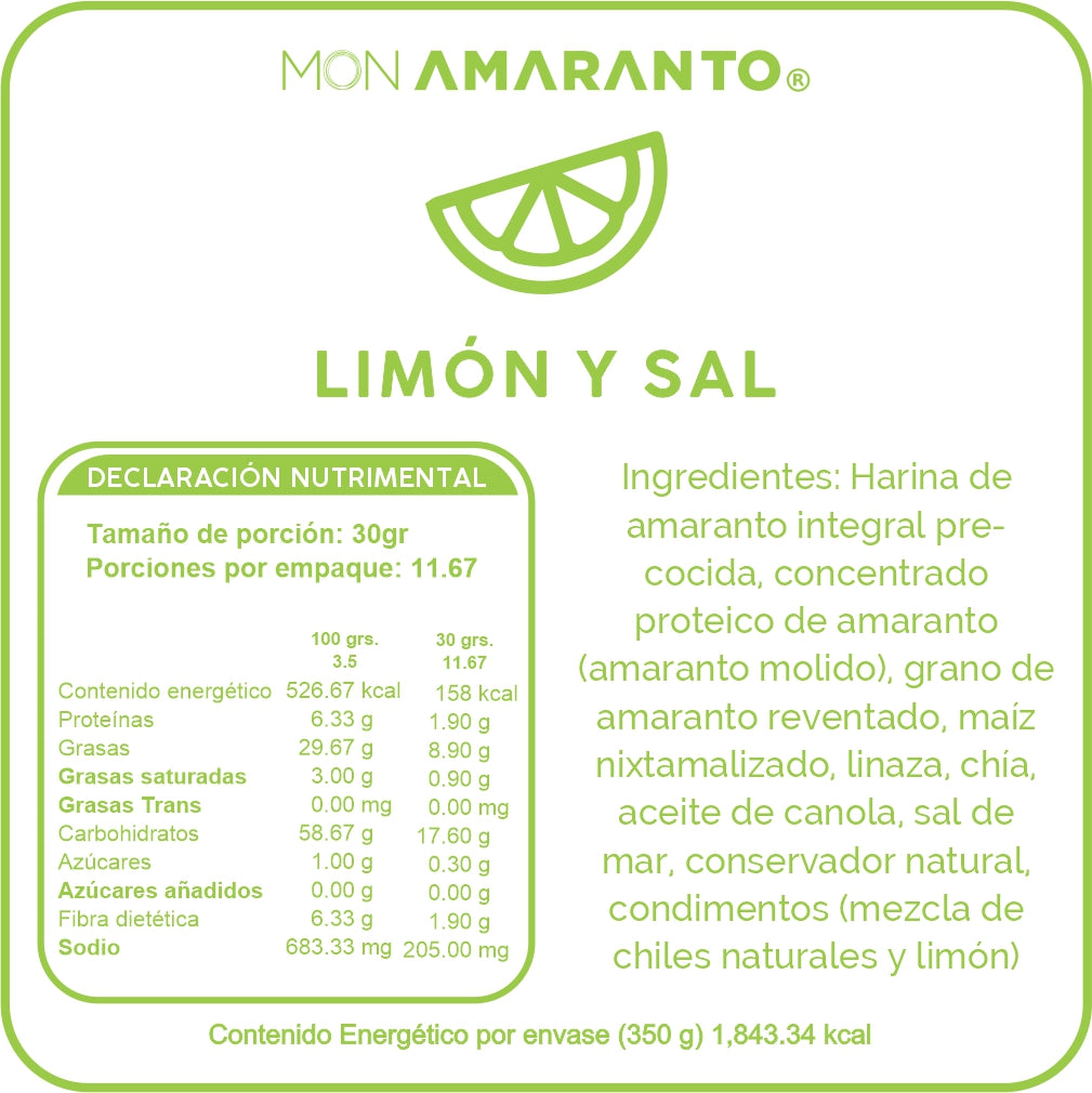 Churritos de Amaranto (350g)- Limón y Sal