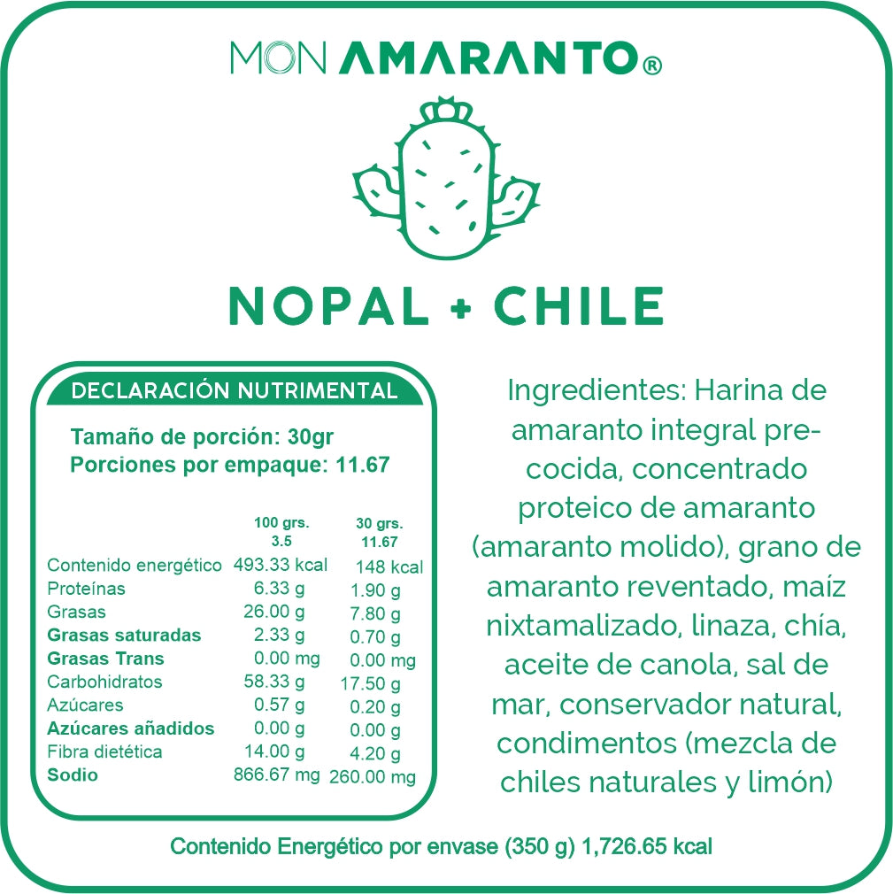 Churritos de Amaranto (350g)- Nopal y Chile