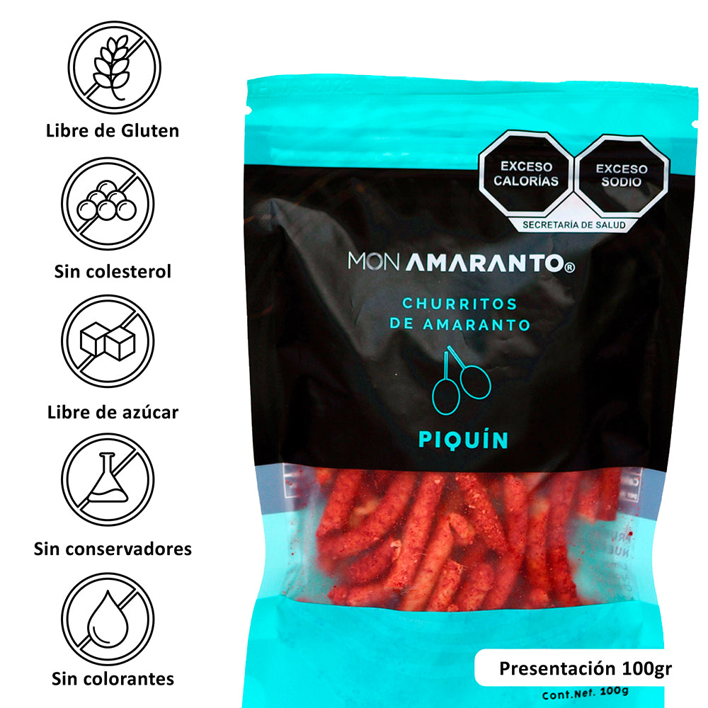 Churritos de Amaranto 100g Piquín | Snack Saludable – MONAMARANTO®