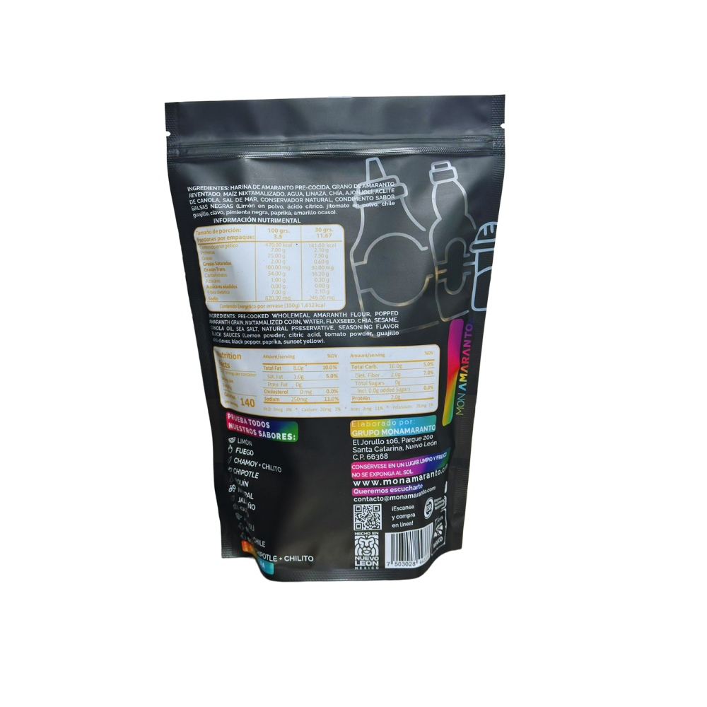 Churritos de Amaranto 350g Salsa Negra | Snack Premium – MONAMARANTO®
