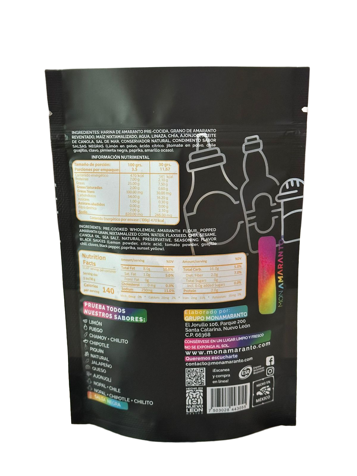 Amaranth Churritos (100g)- Black Sauce